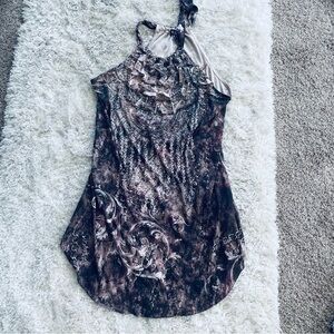 B.L.E.U. Halter Tie Sparkly Dress Ruffle Neck Size L